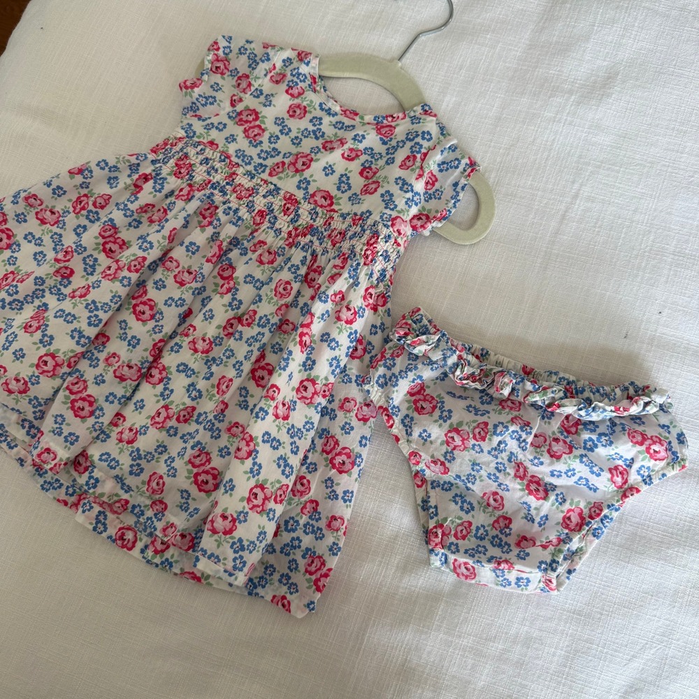 Cath Kids London Floral Smocked Baby Dress and Diaper Cover Set 3-6 Months - Picture 5 of 5